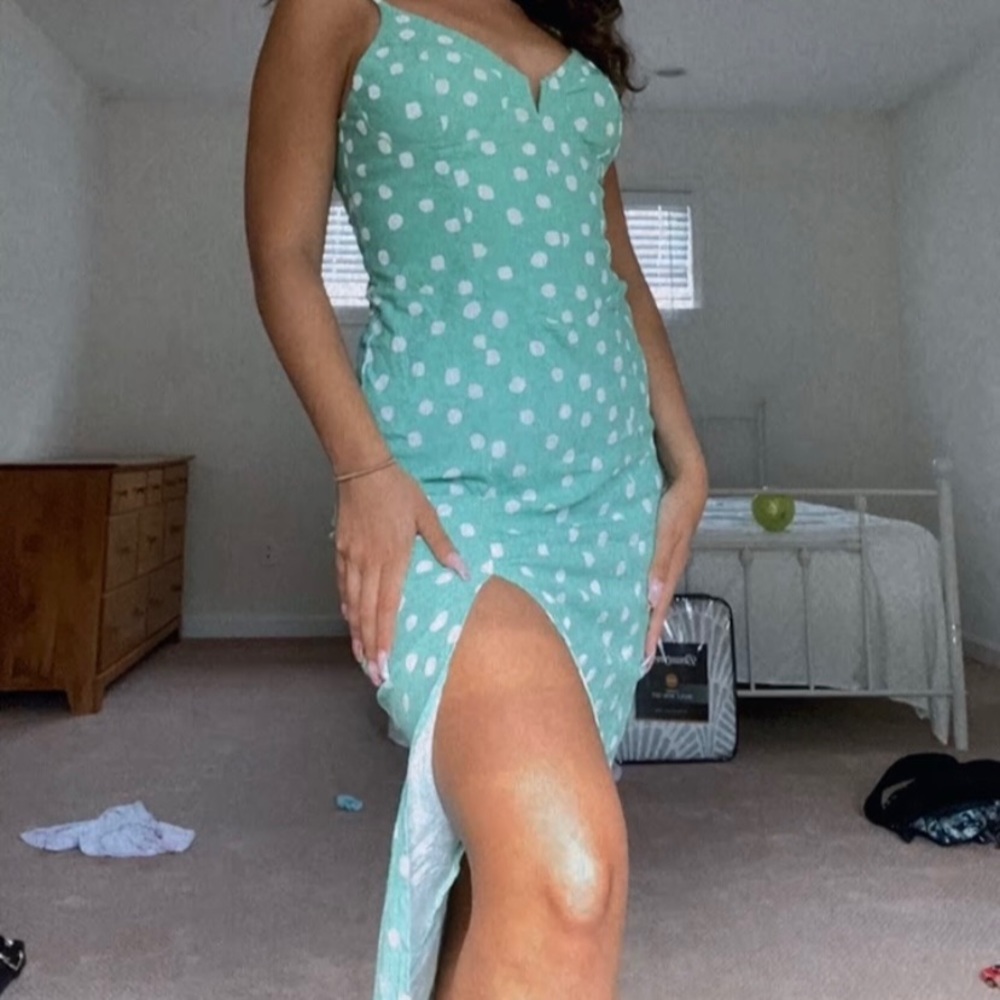 UO Mint green polka dot summer dress